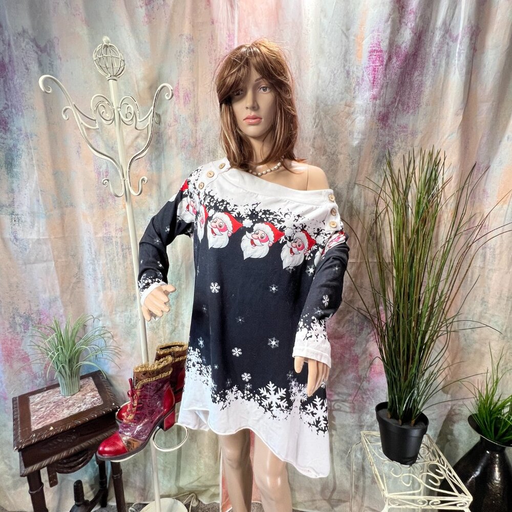 📌Nextmia Crescent Tunic Top Christmas Santa Claus Party Top - Off Shoulder